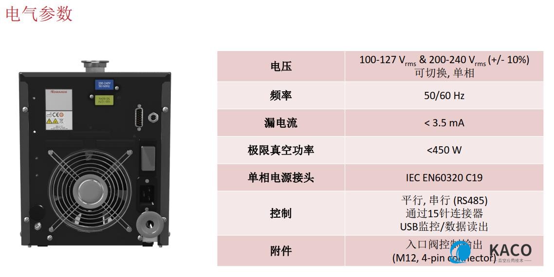 Edwards新型nXRI多級羅茨真空泵電氣參數（shù）