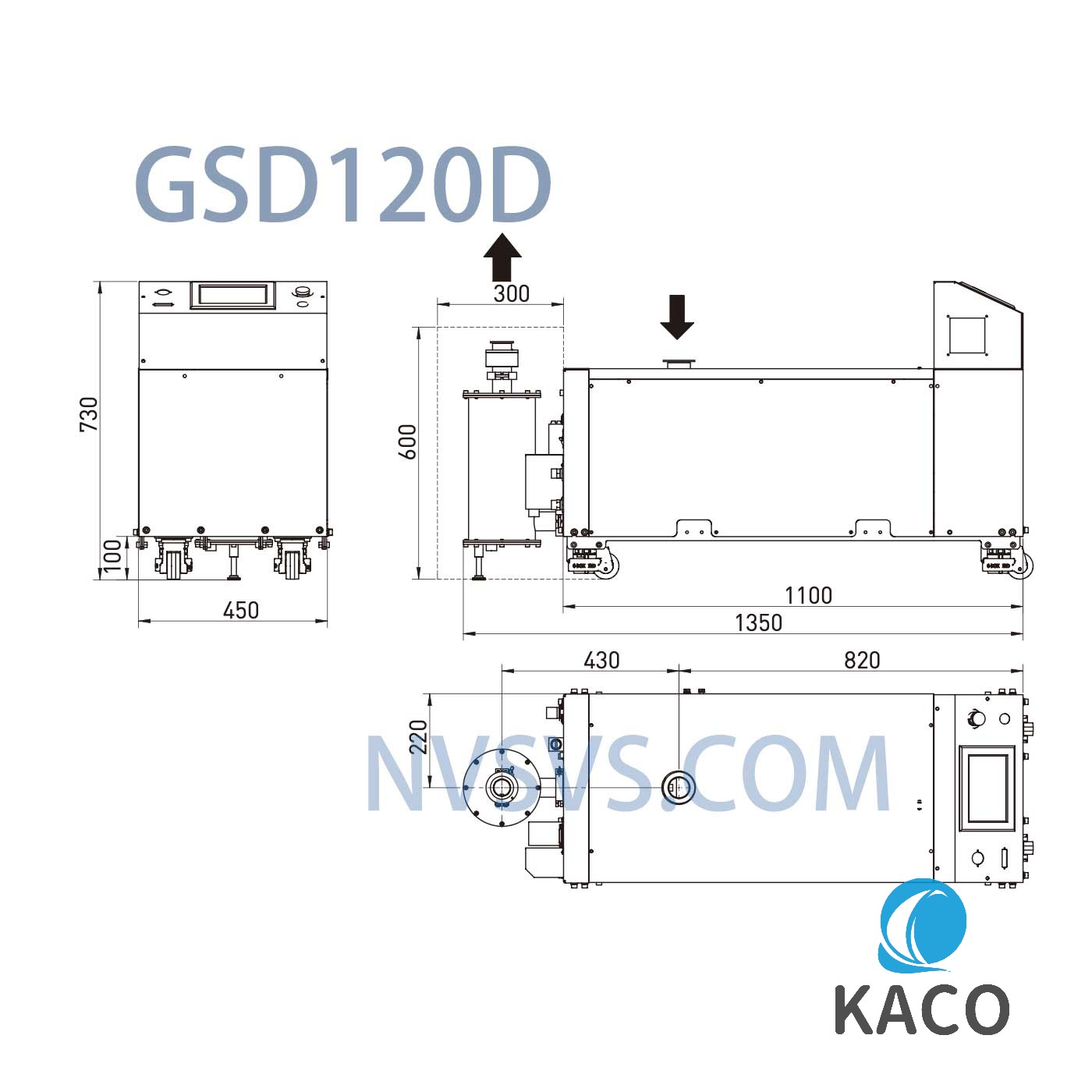 鮑斯GSD120係列無油螺杆幹泵GSD120D安（ān）裝尺寸圖紙